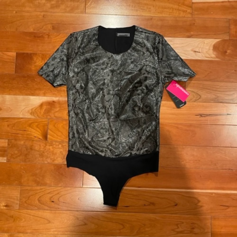 Commando Faux Leather Animal Tee Bodysuit  - Women's Size Medium - NWT - Picture 3 of 6